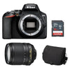 NIKON D3500 Spiegelreflexkamera 24,2 Megapixel, schwarz + Objektiv AF-S 18–105 mm F3,5–5,6G ED VR + Kameratasche + 16-GB-SD-Karte