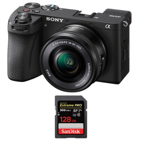 Spiegellose Kamera Sony a6700 + Objektiv Sony E PZ 16–50 mm F 3,5–5,6 OSS + SanDisk 128 GB Extreme Pro SDXC UHS-II U3 300 MB/s