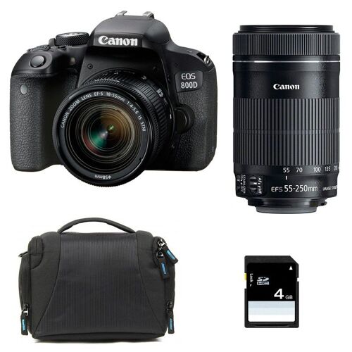 CANON EOS 800D + 18-55 IS STM + 55-250 IS STM + Tasche + 4 GB SD-Karte