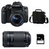 CANON EOS 750D + 18-55 IS STM + 55-250 IS STM + Tasche + 4 GB SD-Karte