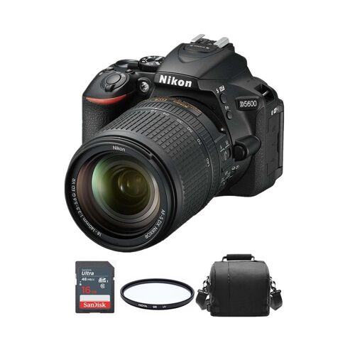 NIKON D5600 Set mit AF-S 18–140 mm F3,5–5,6G ED VR DX + Kameratasche + 16-GB-SD-Karte + HOYA UX UV-Filter 67 mm