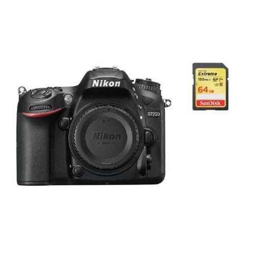 NIKON D7200 Spiegelreflexkamera, 24,2 Megapixel, nur Gehäuse + 64 GB SD-Karte