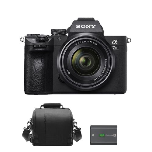 SONY A7 III Systemkamera 24,2 Megapixel, Kit mit SEL 28–70 mm F3,5–5,6 OSS + Tasche + NP-FZ100-Akku