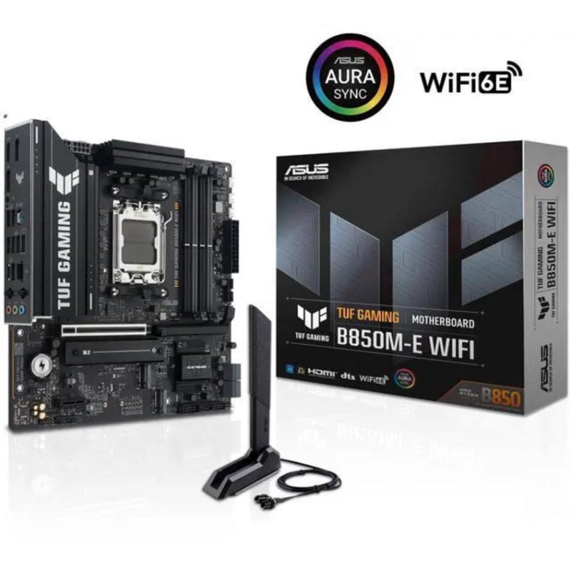 ASUS TUF GAMING B850M-E WIFI AMD B850 AM5 DDR5 Micro-ATX-Mainboard mit WLAN 6E und RGB-Beleuchtung