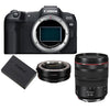 Canon EOS R8 Kamera + EF-EOS R-Adapter + Canon LP-E17-Akku + RF 24–105 mm f/4L IS USM