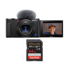 Sony ZV-1 Kamera, schwarz + SanDisk 64 GB Extreme Pro SDXC UHS-I U3 V30 4K 200 MB/s