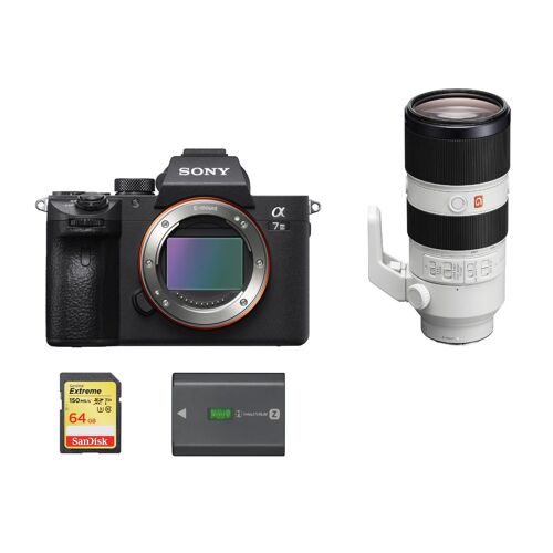 Sony Alpha 7 III Systemkamera mit 24,2 Megapixeln + SEL 70–200 mm F2,8 GM OSS-Objektiv + 64-GB-SD-Karte + SONY NP-FZ100-Akku