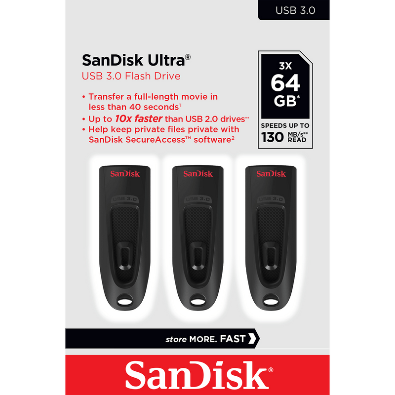 SanDisk Ultra® USB 3.0-Flash-Laufwerk 64 GB