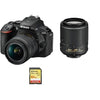 NIKON D5600 Spiegelreflexkamera mit 24,2 Megapixel + Kit-Objektiv AF-P 18–55 mm F3,5–5,6G VR + Objektiv AF-S 55–200 mm F4–5,6G ED VR II DX + 64-GB-SD-Karte