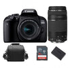 CANON EOS 800D Spiegelreflexkamera, 24,2 Megapixel, Set mit EF-S 18–55 mm F4–5,6 IS STM + EF-Objektiv 75–300 mm F4–5,6 III + Tasche + 16-GB-SD-Karte + Akku LP-E17