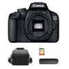 CANON EOS 4000D Spiegelreflexkamera, 18 Megapixel, Gehäuse in Schwarz + 32-GB-SD-Karte + Tasche + Speicherkartenleser