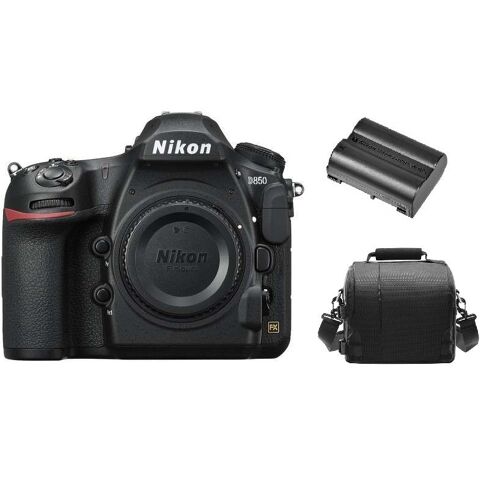 NIKON D850 Spiegelreflexkamera, 45,7 Megapixel, Gehäuse + Tasche + EN-EL15A-Akku