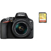 NIKON D3500 Spiegelreflexkamera mit 24,2 Megapixel + Kit-Objektiv AF-P 18–55 mm F3,5–5,6G VR + 32-GB-SD-Karte
