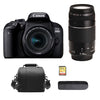 CANON EOS 800D Spiegelreflexkamera, 24,2 Megapixel, Set mit EF-S 18–55 mm IS STM + EF 75–300 mm III Objektiv + 32 GB SD-Karte + Tasche + Kartenlesegerät