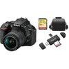 NIKON D5600 Spiegelreflexkamera, 24,2 Megapixel, Set mit AF-P 18–55 mm F3,5–5,6G VR + 64 GB SD-Karte + Tasche + Speicherkartenleser