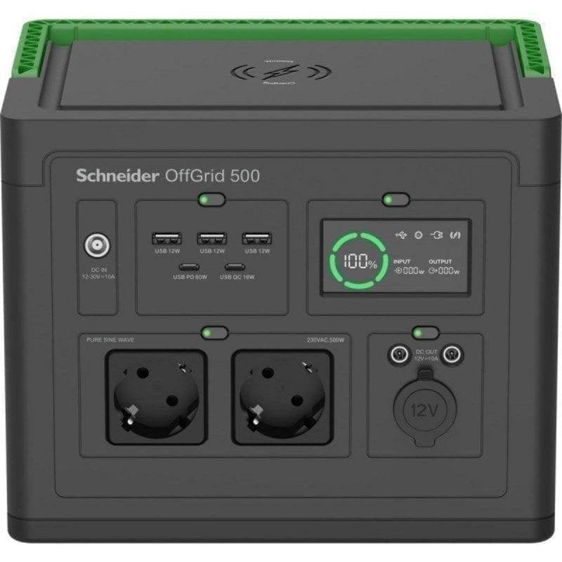 APC PPS500-GR Powerbank 517 Wh 2 AC-Anschlüsse, 2 DC-Anschlüsse, 5 USB-Anschlüsse, Li-Ionen-Akku, LCD-Display, kabelloses Laden