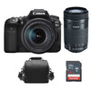 CANON EOS 90D-Set mit EF-S 18–135 mm F3,5–5,6 IS USM + EF-S 55–250 mm F4–5,6 IS STM + Fototasche + 16-GB-SD-Karte