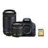 NIKON D5600 Spiegelreflexkamera mit 24,2 Megapixel + Objektiv-Set „TWIN KIT“: AF-P 18–55 mm F3,5–5,6G VR und AF-P 70–300 mm F4,5–6,3 ED VR DX + 64-GB-Speicherkarte + Tasche