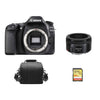 CANON EOS 80D Spiegelreflexkamera mit 24,2 Megapixeln + EF 50 mm F1,8 STM-Objektiv + 64 GB SD-Karte + Kameratasche