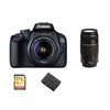 CANON EOS 4000D Spiegelreflexkamera mit 18 Megapixel + EF-S 18–55 mm F3,5–5,6 III Kit-Objektiv + EF 75–300 mm F4–5,6 III Objektiv + 32 GB SD-Karte + LP-E10-Akku