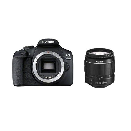CANON EOS 2000D Spiegelreflexkamera 24,1 Megapixel, schwarz + EF-S 18–55 mm F3,5–5,6 III Kit-Objektiv