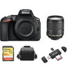 NIKON D5600 Spiegelreflexkamera mit 24,2 Megapixel + Objektiv AF-S 18–105 mm F3,5–5,6G ED VR + 64-GB-SD-Karte + Tasche + Speicherkartenleser