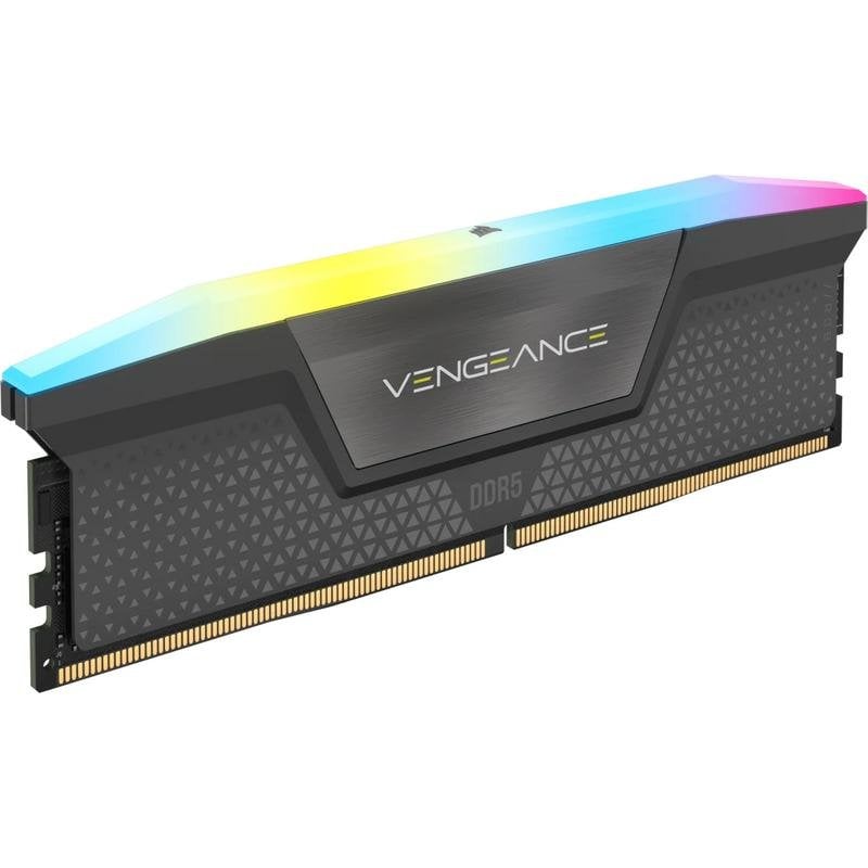 Corsair Vengeance RGB CMH16GX5M1E6000Z36 RAM-Modul, 16 GB (1 × 16 GB), DDR5, 6000 MHz, CL36, AMD EXPO, Intel XMP, RGB, grau
