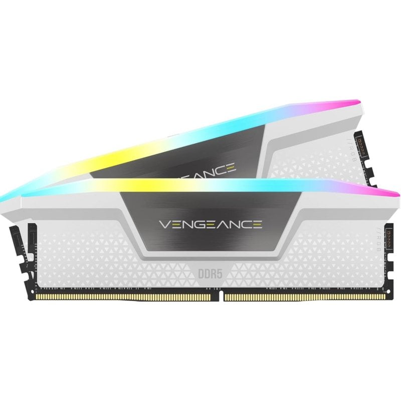 Corsair Vengeance RGB CMH32GX5M2B6400Z36W RAM-Modul, 32 GB (2 × 16 GB), DDR5, 6400 MHz, CL36, AMD EXPO, Intel XMP, RGB, weiß