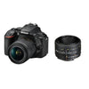NIKON D5600 Spiegelreflexkamera, 24,2 Megapixel, Kit mit AF-P 18–55 mm F3,5–5,6G VR + AF-Objektiv 50 mm F1,8D