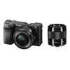 SONY A6400 Systemkamera 24,2 Megapixel, schwarz + Objektiv-Set SEL 16–50 mm F3,5–5,6 OSS, schwarz + Objektiv SEL 50 mm F1,8 OSS, schwarz