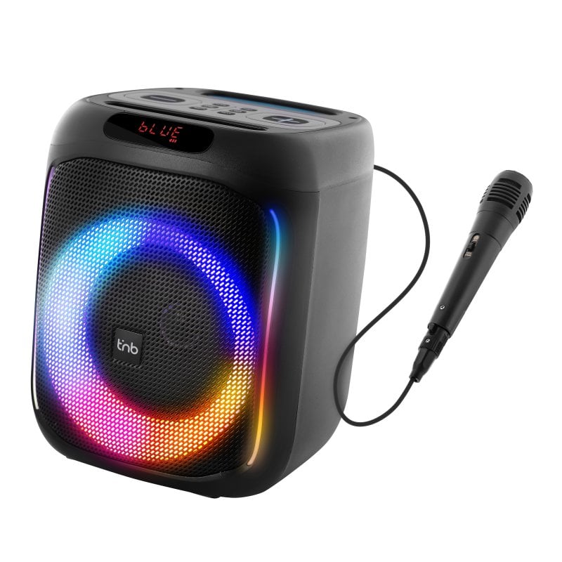 Cube Blaster 40 W Bluetooth 5.0 Party-Lautsprecher mit RGB-LED-Karaoke, USB, SD-Karte und Mikrofon, Schwarz