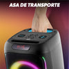 Cube Blaster 40 W Bluetooth 5.0 Party-Lautsprecher mit RGB-LED-Karaoke, USB, SD-Karte und Mikrofon, Schwarz