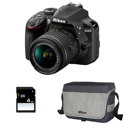 NIKON D3400 + 18–55 VR + Tasche + 4 GB SD-Karte