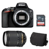 NIKON D3500 Spiegelreflexkamera 24,2 Megapixel, schwarz + Objektiv AF-S 18–140 mm F3,5–5,6G ED VR DX + Kameratasche + 16-GB-SD-Karte