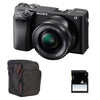 SONY A6400 Schwarz, Kit mit SEL 16–50 mm F3,5–5,6 OSS (schwarz) + Kameratasche + 16-GB-SD-Karte