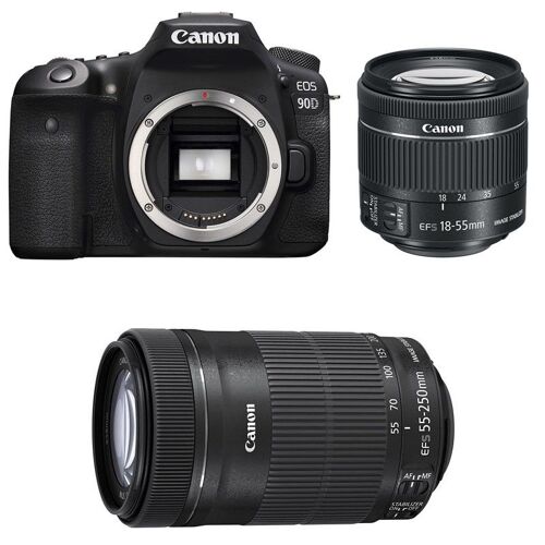 CANON EOS 90D + 18-55 IS STM + 55-250 IS STM – 3 Jahre Garantie