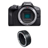 Canon EOS R100 + EF-R-Adapter für spiegellose Systemkameras, 24,1 MP CMOS, 6000 x 4000, Schwarz