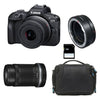 CANON EOS R100 + RF-S 18–45 mm f/4,5–6,3 IS STM + RF-S 55–210 mm f/5–7,1 IS STM, 3 Jahre Garantie + Tasche + 8-GB-SD-Karte