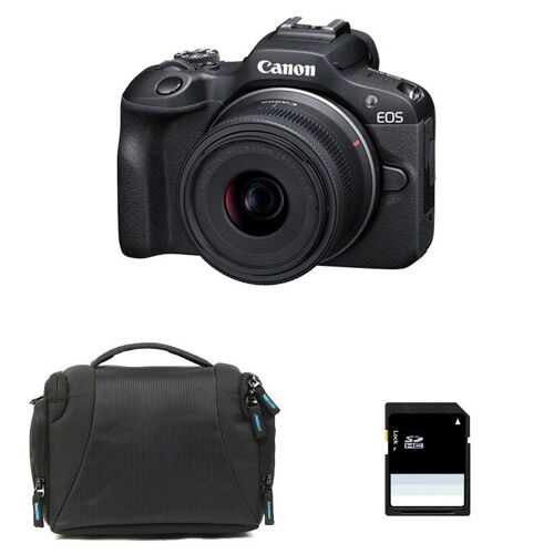 CANON EOS R100 + RF-S 18–45 mm f/4,5–6,3 IS STM, 3 Jahre Garantie + Tasche + 8-GB-SD-Karte