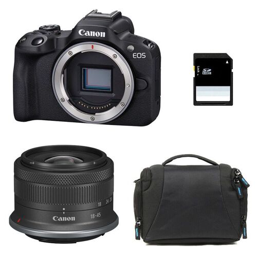CANON EOS R50 + RF-S 18–45 mm f/4,5–6,3 IS STM, 3 Jahre Garantie + Tasche + 8-GB-SD-Karte