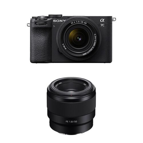 SONY ALPHA 7C II Schwarz + Objektiv FE 28–60 mm f/4–5,6 + FE 50 mm f/1,8 – 3 Jahre Garantie