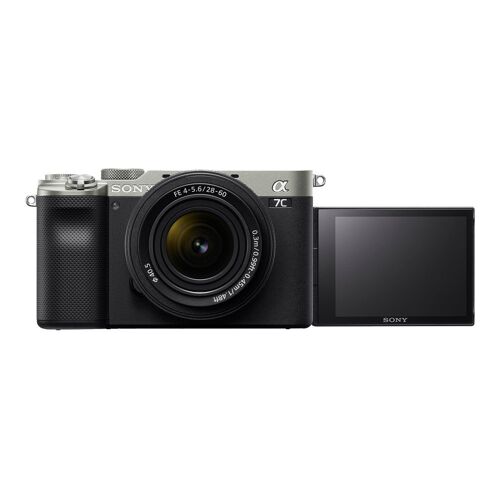 Sony a7C ILCE-7CL – Digitalkamera – spiegellos – 24,2 MP – Vollformat – 4K / 30 fps – 2,1-facher optischer Zoom, Objektiv 28–60 mm – WLAN, NFC, Bluetooth – silber