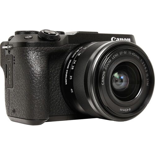 Canon EOS M6 Mark II – Digitalkamera – spiegellos – 32,5 MP – APS-C – 4K / 30 fps – 3-facher optischer Zoom, Objektiv EF-M 15–45 mm IS STM – WLAN, Bluetooth – schwarz
