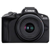 Canon EOS R50 – Digitalkamera – spiegellos – 24,2 MP – APS-C – 4K / 30 fps – 2,5-facher optischer Zoom, Objektiv RF-S 18–45 mm F4,5–6,3 IS STM, 55–210 mm F5,0–7,1 IS STM - WLAN, Bluetooth – schwarz