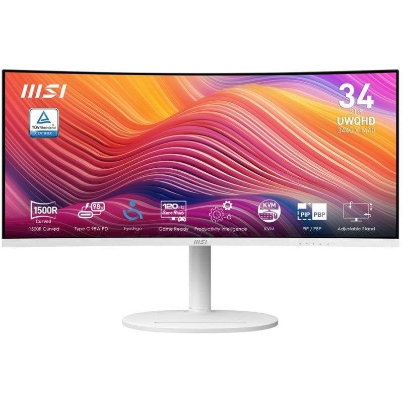 MSI Modern MD342CQPW 34-Zoll-UltraWide-Monitor, Quad-HD, 120 Hz, VA-Panel, gebogen, KVM, USB-C