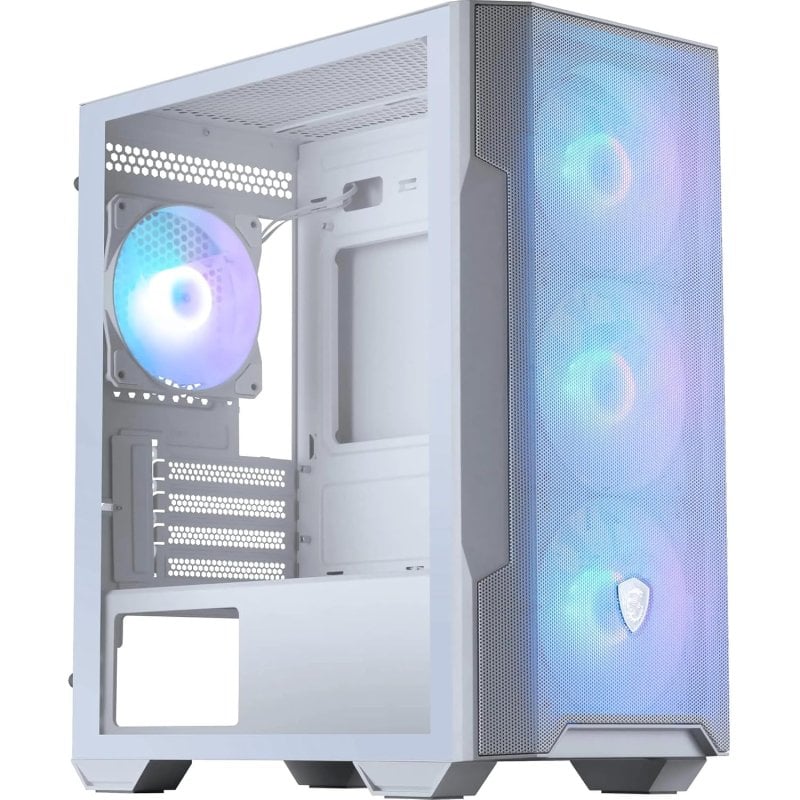 MSI MAG FORGE M100R Mid-Tower mATX, gehärtetes Glas, USB 3.2, ARGB, weiß