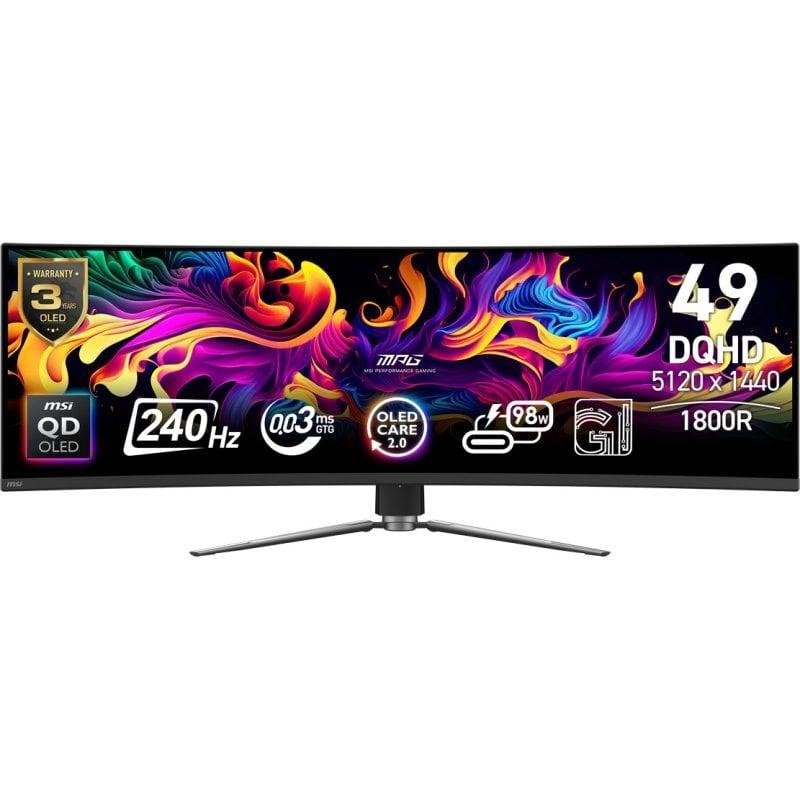 MSI MPG 491CQPX 49-Zoll-Monitor, Dual-QHD, 240 Hz, QD-OLED, gebogen, 0,03 ms, USB-C