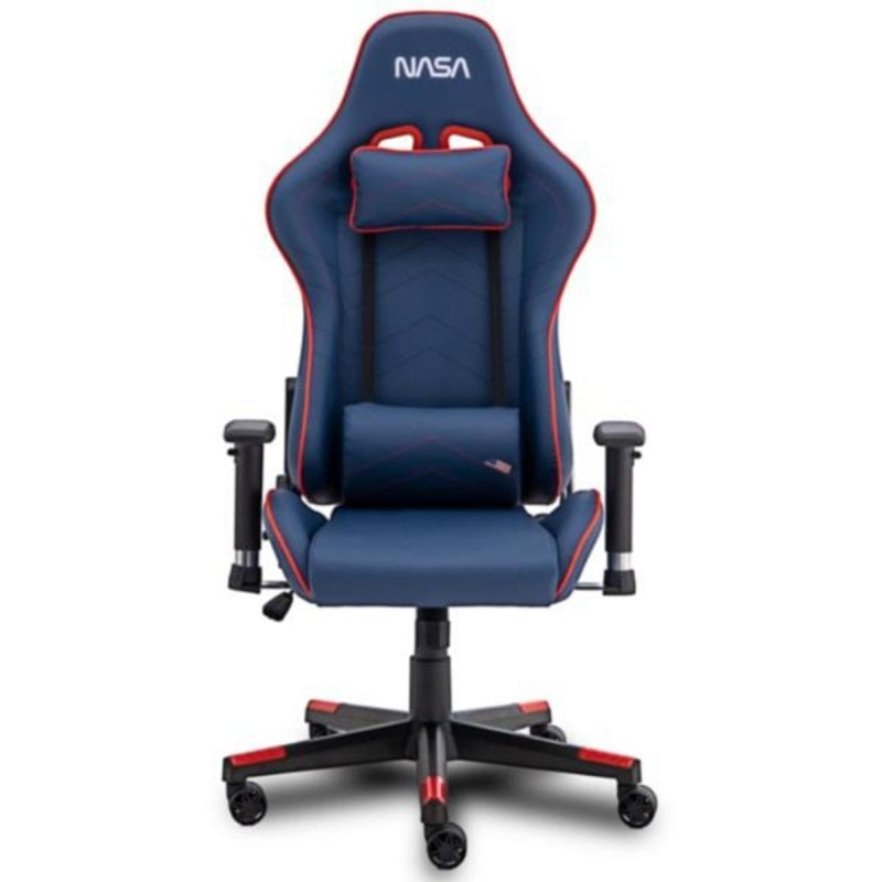 Gaming-Stuhl NASA GALACTIC, ergonomisch, blau-rot, verstellbar, PU, Metallfuß
