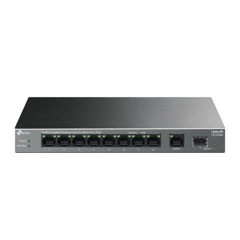 TP-Link LiteWave LS1210GP 9-Port-Gigabit-PoE+-Switch (unmanaged), SFP