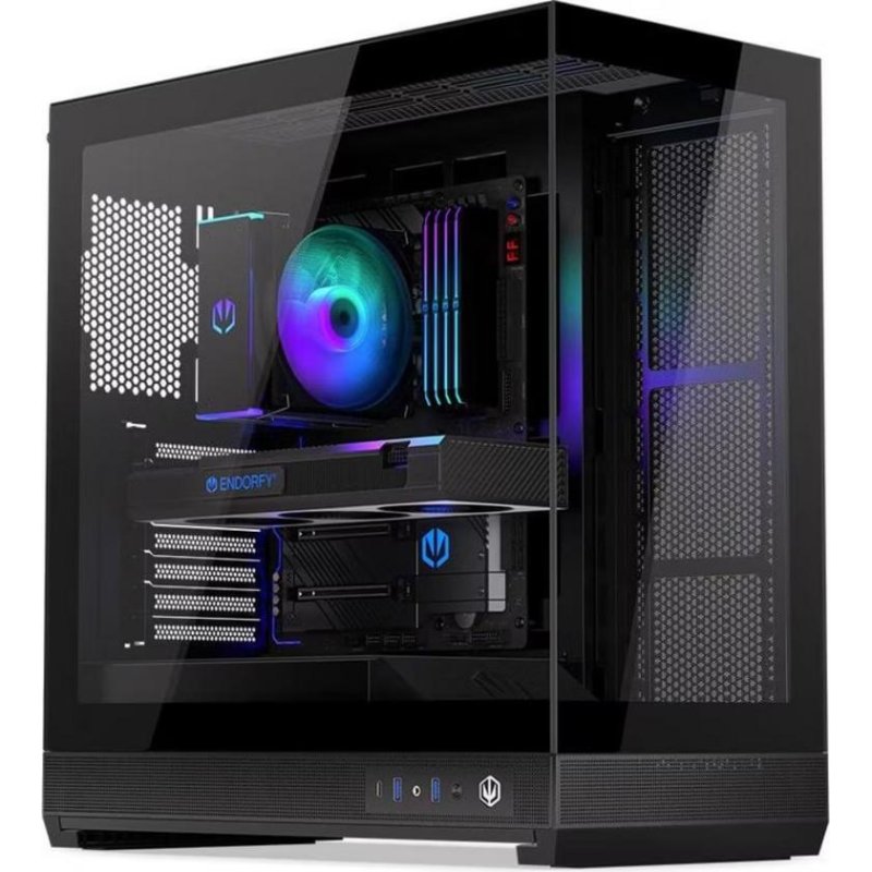 PC-Gehäuse Endorfy Fishtank 6000 Flex Midi-Tower Schwarz, gehärtetes Glas, ARGB